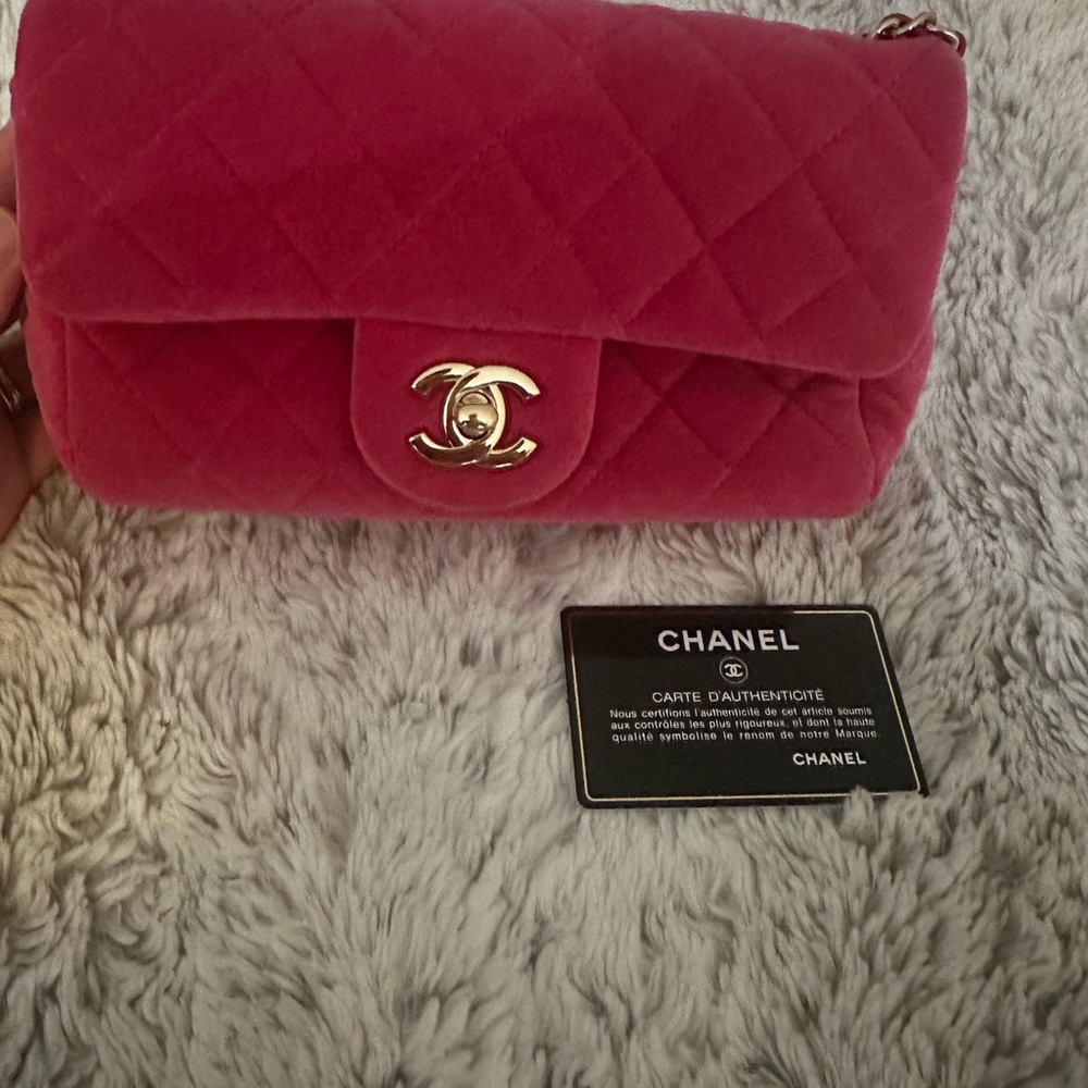 Chanel Pink Velvet Pearl Crush Mini